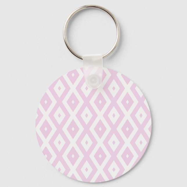Porte-clés Motif diamant rose pâle et blanc (Recto)