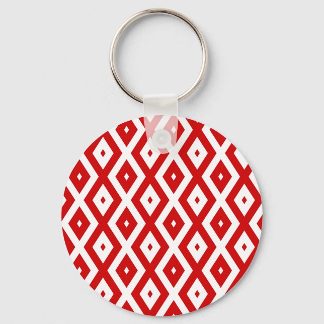 Porte-clés Motif diamant rouge et blanc (Recto)