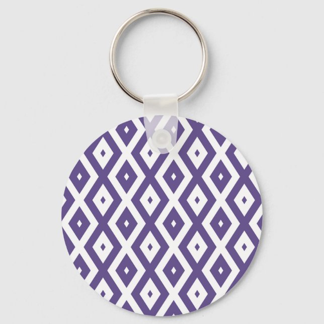 Porte-clés Motif diamant ultra violet et blanc (Recto)