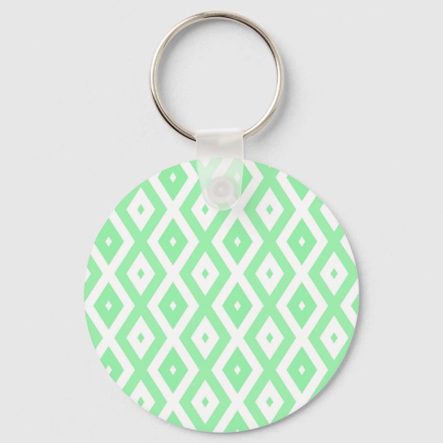 Porte-clés Motif diamant vert et blanc (Recto)