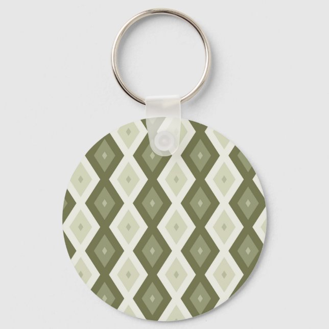Porte-clés Motif diamant vert olive (Recto)