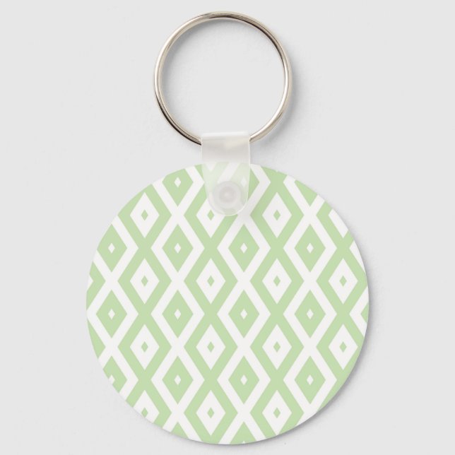 Porte-clés Motif diamant vert pâle et blanc (Recto)