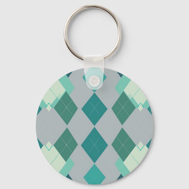Porte-clés Motif diamanté en vert sarcelle Argyle (Recto)