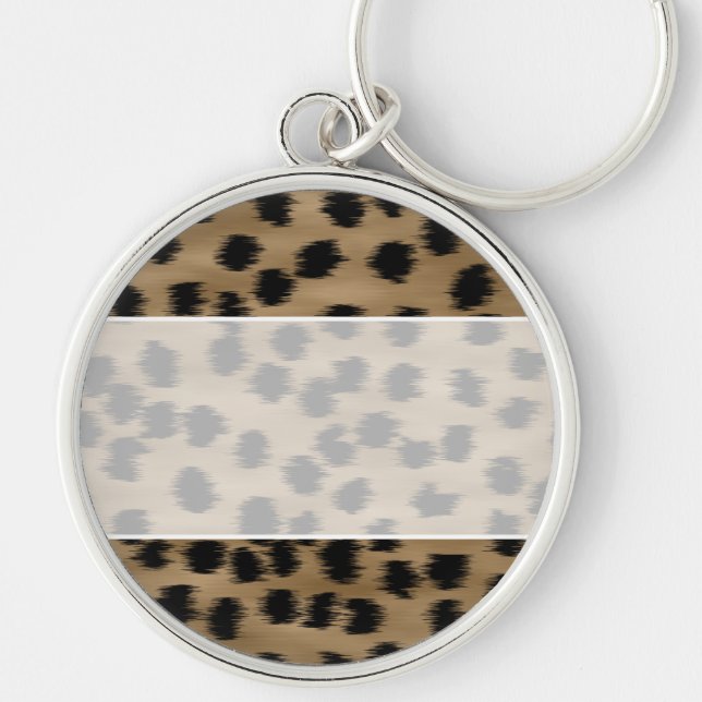 Porte-clés Motif d'impression Cheetah noir et Brown. (Devant)