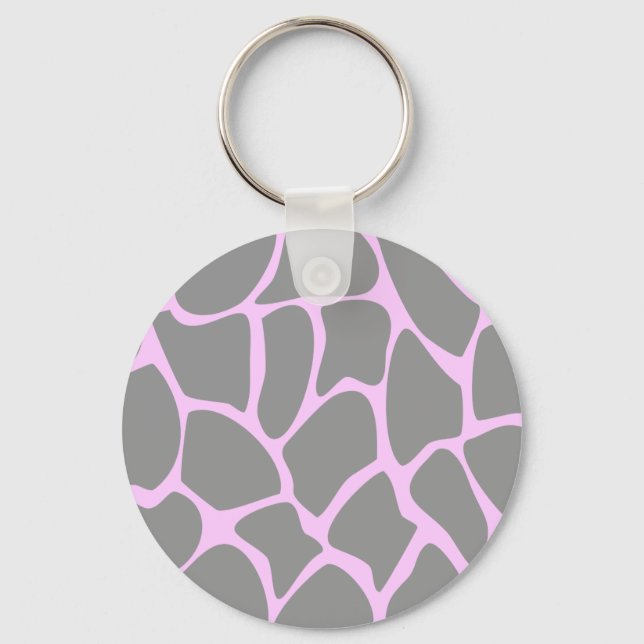 Porte-clés Motif d'impression de girafe en gris. (Recto)