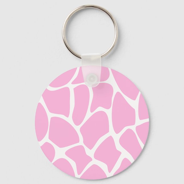 Porte-clés Motif d'impression de girafe en rose de bonbons. (Recto)