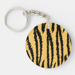Porte-clés Motif d'impression de tigre. Orange et noir