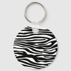 Porte-clés Motif d'impression Zebra - noir et blanc