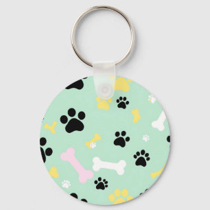 Porte-clés Motif d'os d'empreintes de pattes de chien
