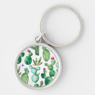 Porte-clés Motif d'usines de cactus d'aquarelle