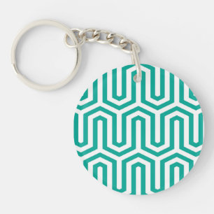 Porte-clés Motif égyptien Déco - turquoise et blanc