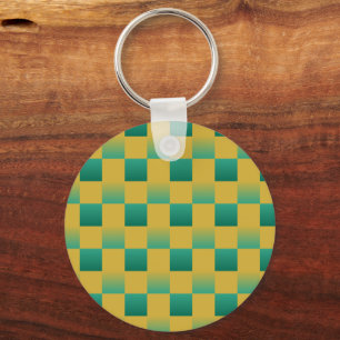 Porte-clés Motif élégant à carreaux en vert et or