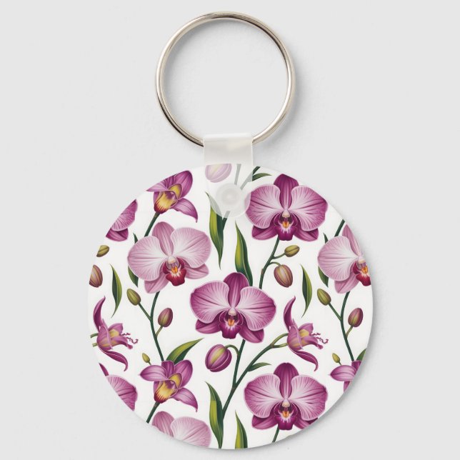 Porte-clés Motif élégant sans couture d'orchidée violette et  (Recto)