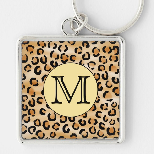 Porte-clés Motif Empreinte de léopard Monogramme personnalisé (Devant)
