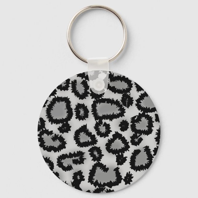Porte-clés Motif Empreinte de léopard, noir et gris. (Recto)