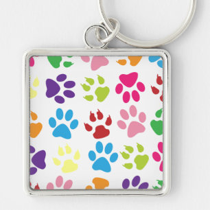 Porte-clés Motif Empreintes de Patte Colorées