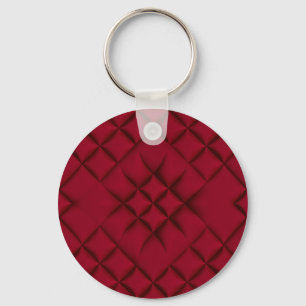 Porte-clés Motif en cuir matelassé rouge profond