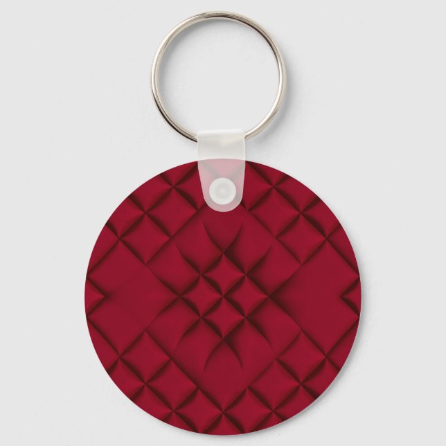 Porte-clés Motif en cuir matelassé rouge profond (Recto)