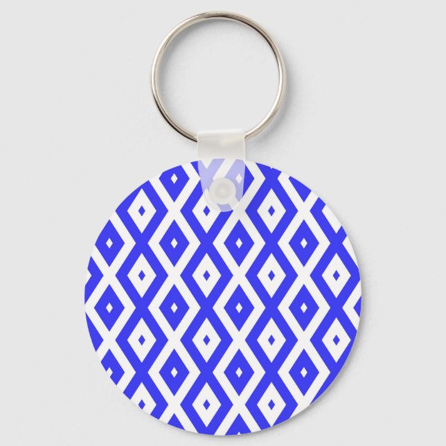 Porte-clés Motif en diamant bleu et blanc (Recto)