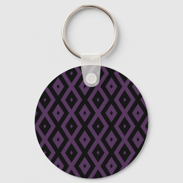 Porte-clés Motif en diamant noir et violet foncé (Recto)