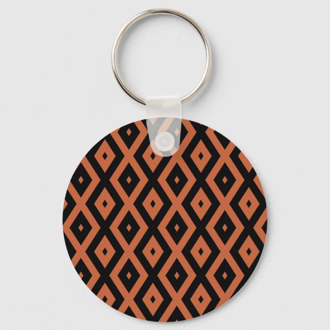 Porte-clés Motif en diamant orange et noir (Recto)