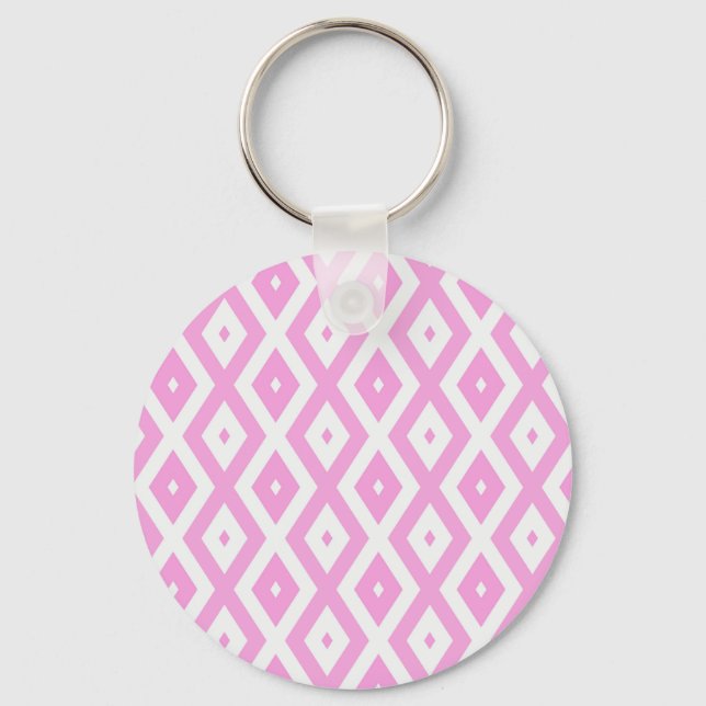 Porte-clés Motif en diamant rose et blanc (Recto)