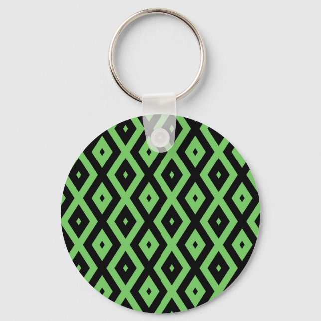 Porte-clés Motif en diamant vert citron et noir (Recto)