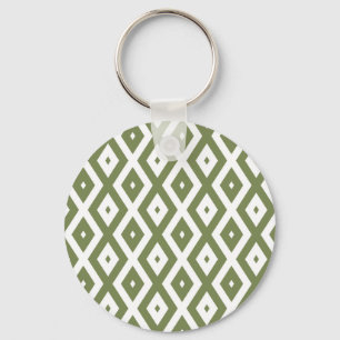 Porte-clés Motif en diamant vert et blanc