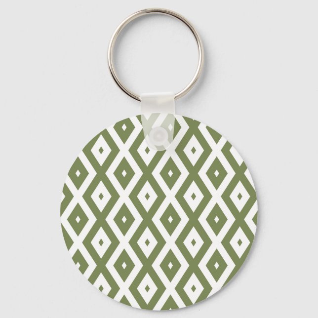 Porte-clés Motif en diamant vert et blanc (Recto)