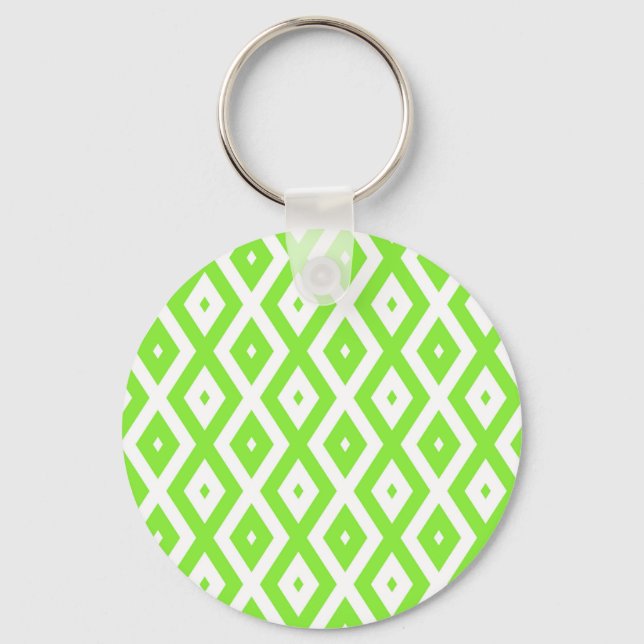Porte-clés Motif en diamant vert et blanc (Recto)