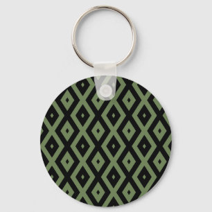 Porte-clés Motif en diamant vert olive et noir