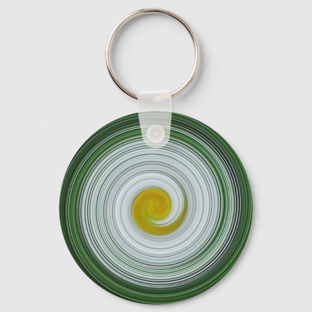 Porte-clés Motif en spirale blanc, jaune, vert (Recto)
