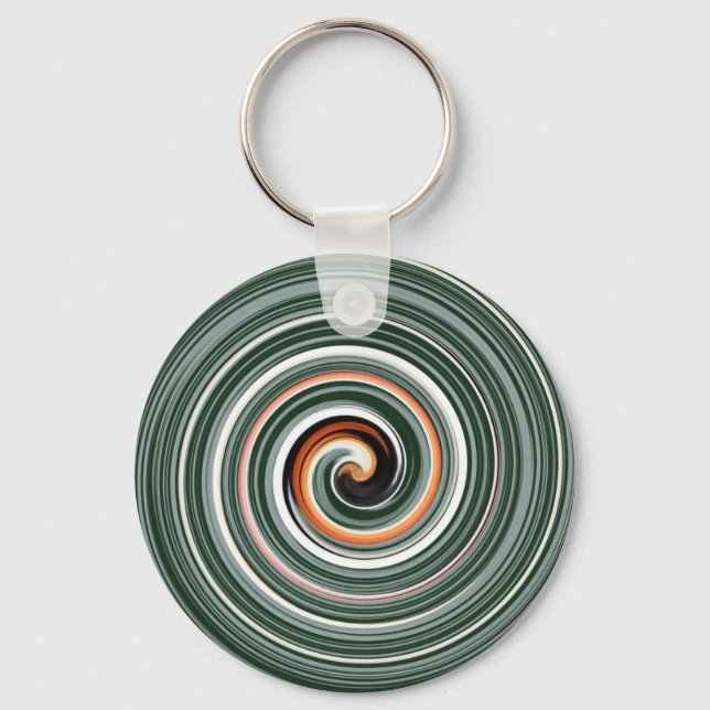 Porte-clés Motif en spirale gris et orange (Recto)