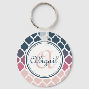 Porte-clés Motif en treillis marocain rose monogramme