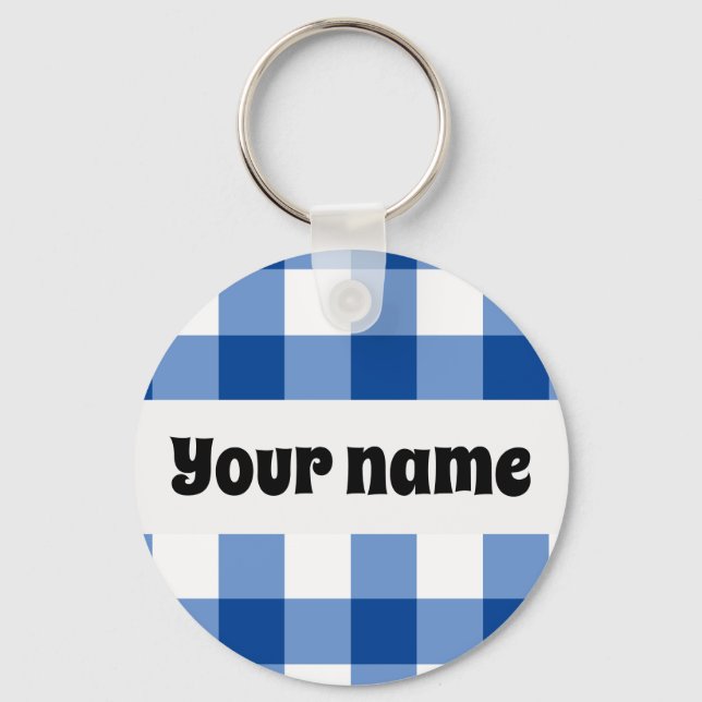 Porte-clés Motif en vichy bleu (Recto)