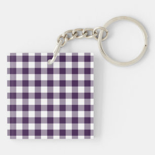 Porte-clés Motif En vichy violet et blanc