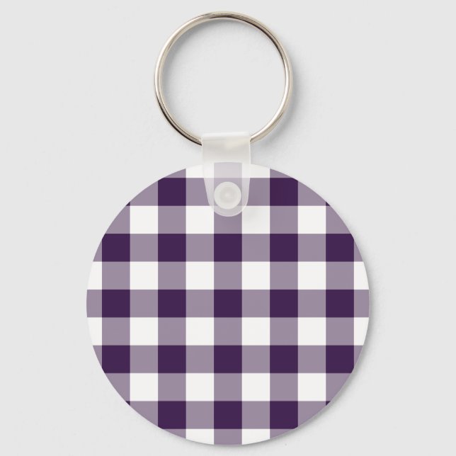 Porte-clés Motif En vichy violet et blanc (Recto)