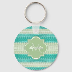 Porte-clés Motif et nom du Knit vert à la mode Turquoise Neo
