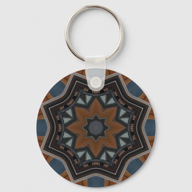 Porte-clés Motif étoile brun kaléidoscope... (Recto)