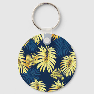 Porte-clés Motif feuille de palmier en or de luxe sur fond tr