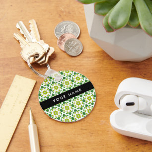 Porte-clés Motif feuille, Feuilles verts, votre nom