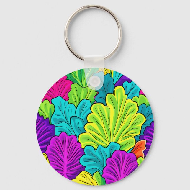 Porte-clés Motif Feuilles de Chou Arc-en-Ciel (Recto)