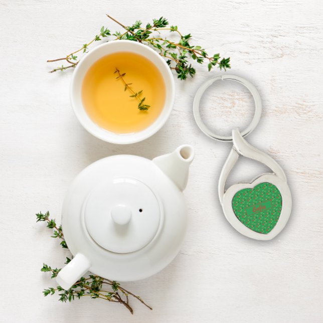 Porte-clés motif fleur sauvage nom vert Porte - clé métalliqu (Créateur téléchargé)