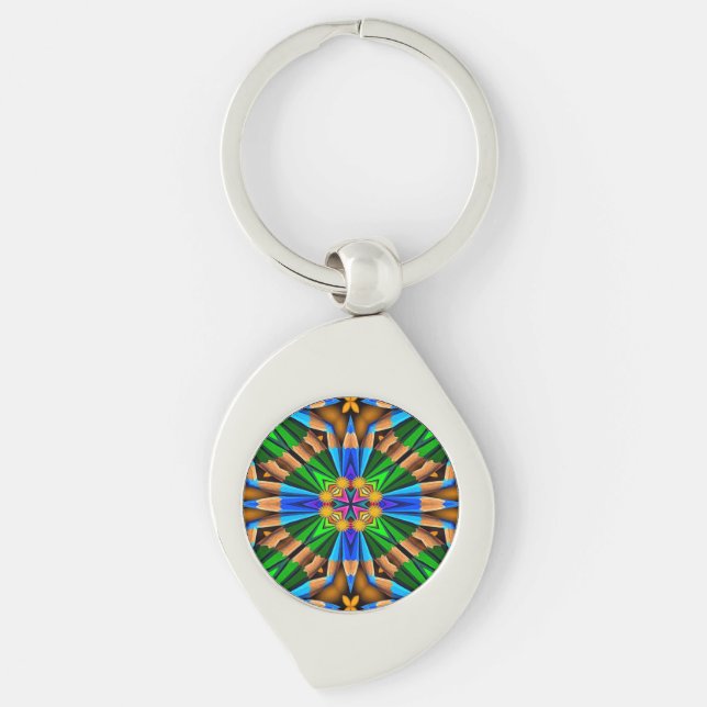Porte-clés Motif Fleurs Abstraites uniques (Devant)