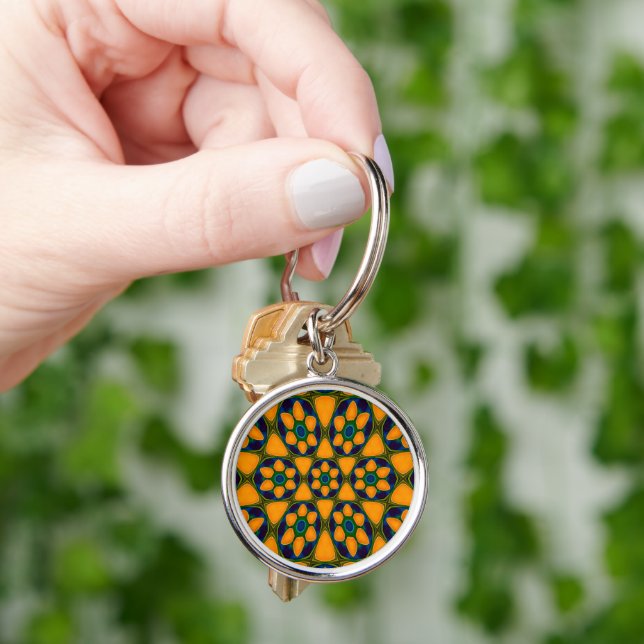 Porte-clés Motif Fleurs Abstraites uniques (main)