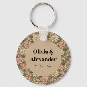 Porte-clés Motif floral botanique vintage lotus d'eau