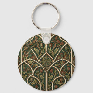 Porte-clés Motif floral Chardon Victorien vert foncé