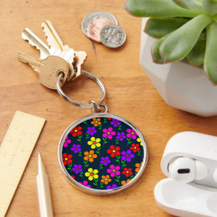 Porte-clés Motif floral coloré