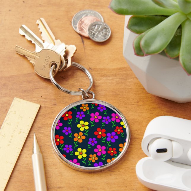 Porte-clés Motif floral coloré (Bureau)