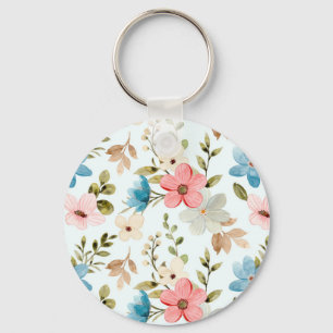 Porte-clés Motif floral de fleurs sauvages à l'aquarelle
